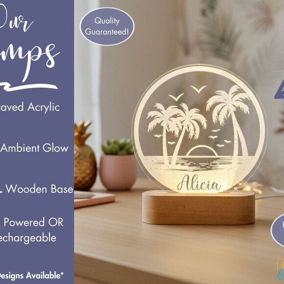 Palm Tree LED Lamp | Personalized Light-Up Name Sign for Greenery Lovers - Picture 3 of 8
